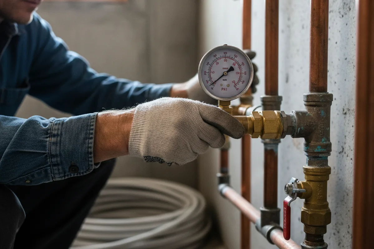 Pressure testing a repaired line during Water Line Repair in Worth